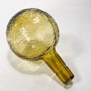 Vintage Mid Century Modern Amber Glass Decanter Empoli Texture Bulb Stopper